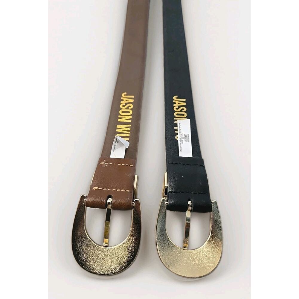 Jason Wu Women's Leather Belts Set 2 Black Brown Gold Buckle NWT Designer - Picture 10 of 12